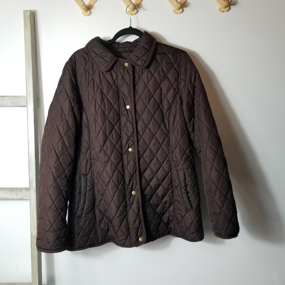 FADED GLORY WOMEN'S BROWN QUILTED JACKET SIZE LARGE (SEE FULL DESCRIPTION)